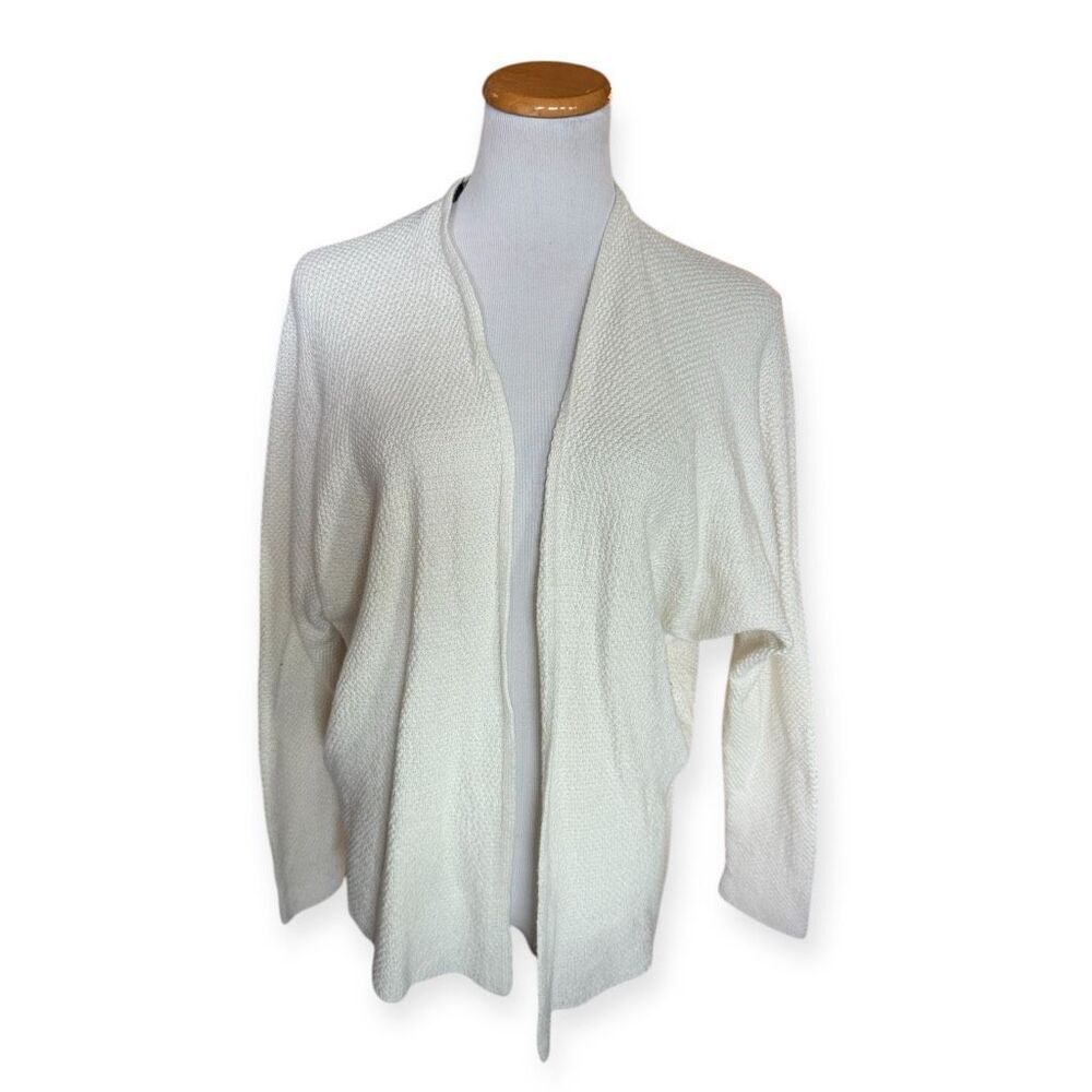 Womens Forever 21 White Textured Open Front Cardigan Sweater - Sz S